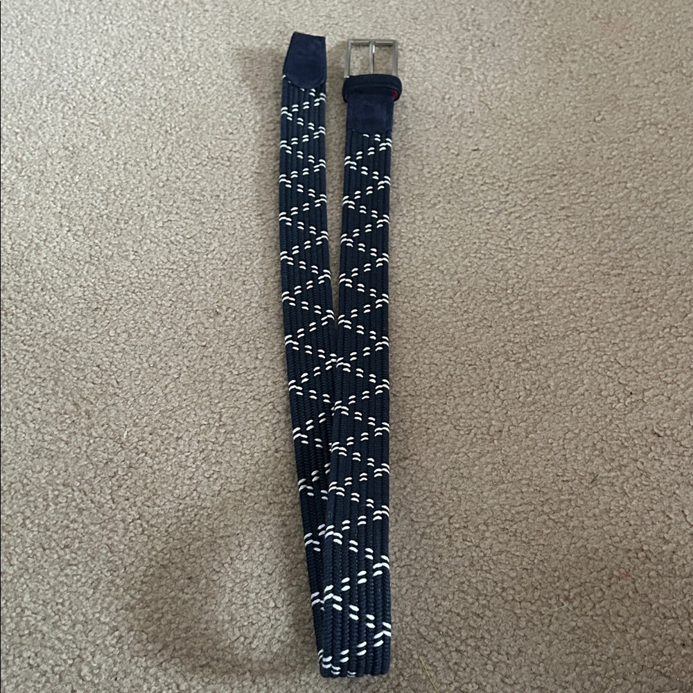 Beltology Navy/White Woven Stretch Belt sz 40.25 in. - Picture 5 of 5